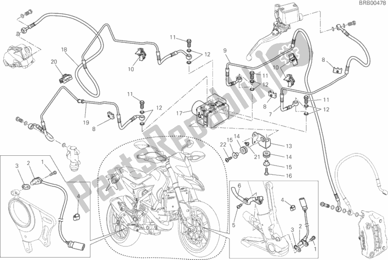 Alle onderdelen voor de Antiblokkeersysteem (abs) van de Ducati Hypermotard Thailand 821 2015